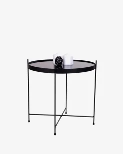 Ajdir sofabord, sort stål/sort glas