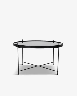 Ajdir sofabord, sort stål/sort glas