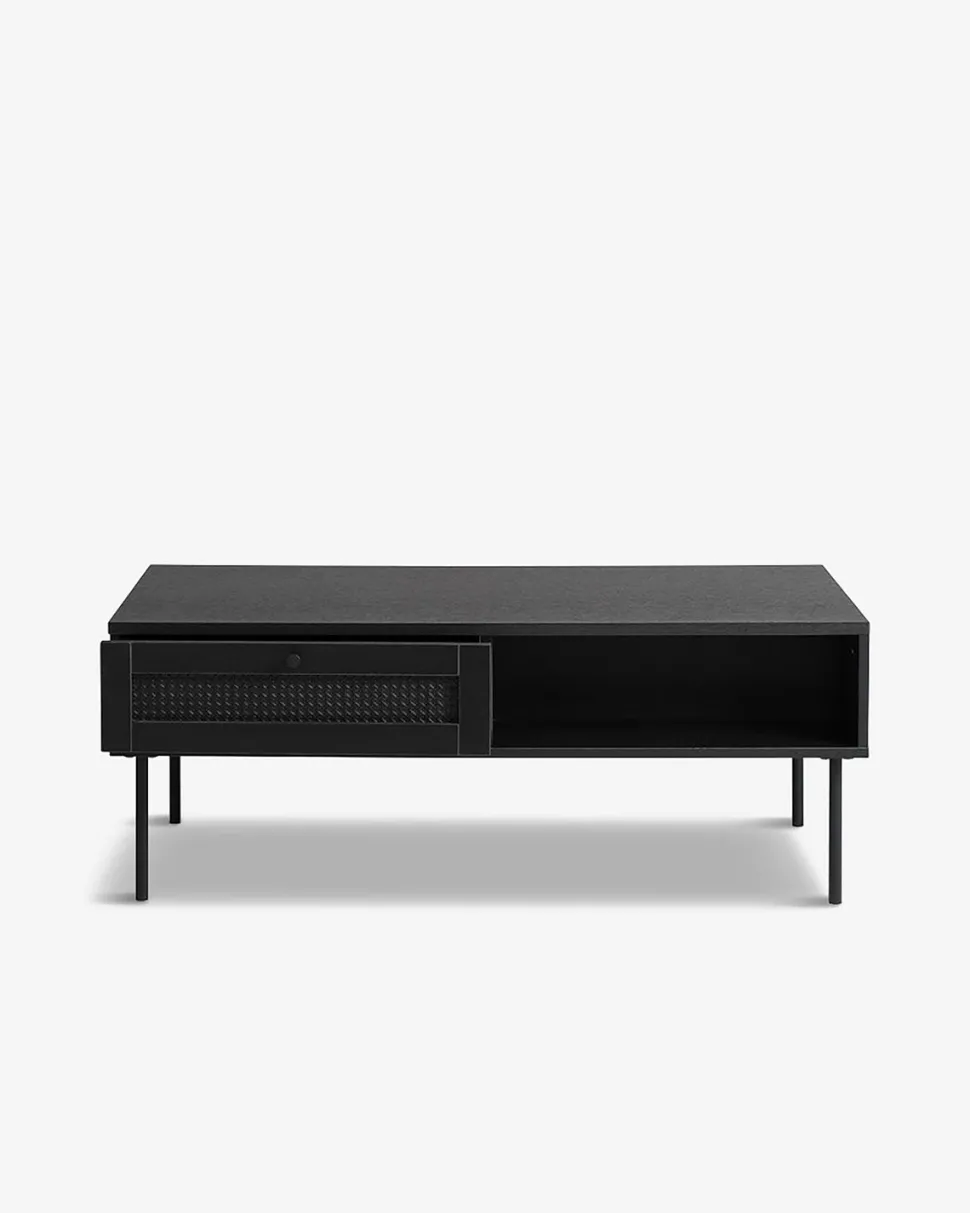 Alva sofabord, sort, m/skuffe
