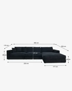 Andretta byggesofa, sort velour