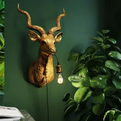 Antilope væglampe, guld