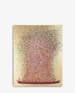 Båd med blomster, guld 160x120cm