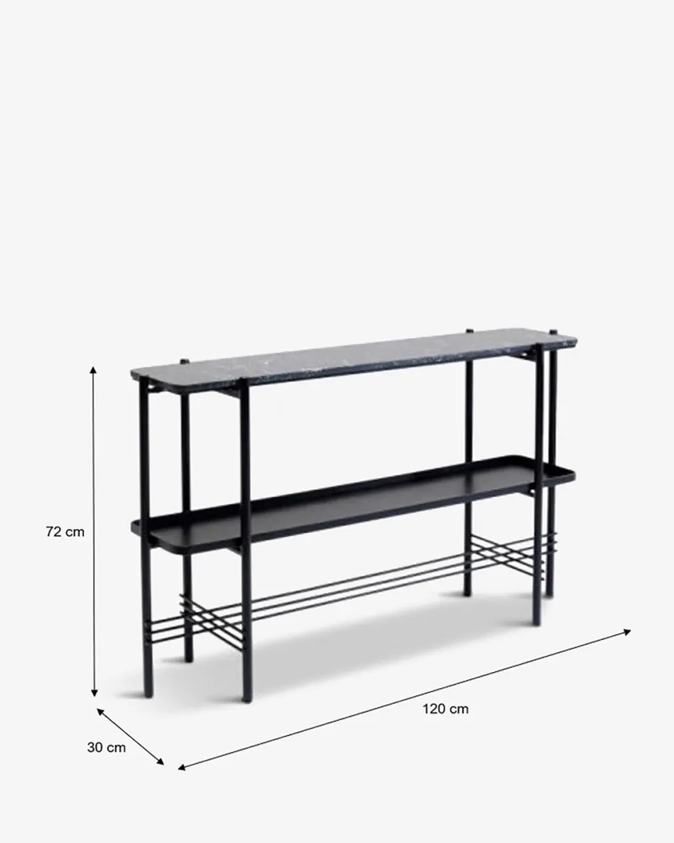 Bennet konsolbord, sort metal/ marmor