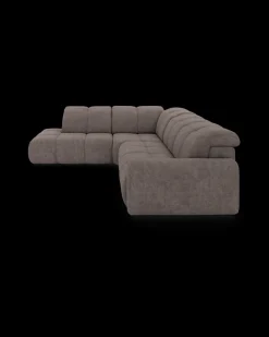Bullet hjørnesofa med firkantet hjørne og pufafslutning venstre