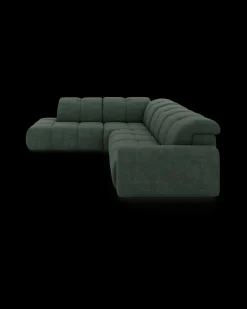 Bullet hjørnesofa med firkantet hjørne og pufafslutning venstre