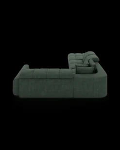 Bullet hjørnesofa med rundt hjørne og pufafslutning venstre