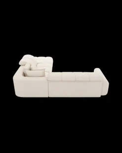 Bullet hjørnesofa med rundt hjørne og pufafslutning højre