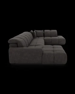 Bullet U-sofa med rundt hjørne og pufafslutning højre