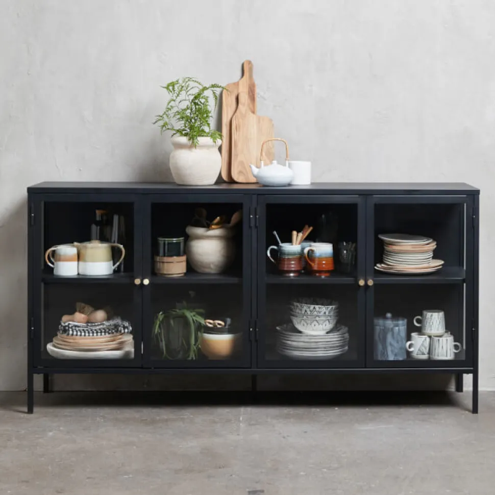 Carmel skænk, sort metal 4 dørs