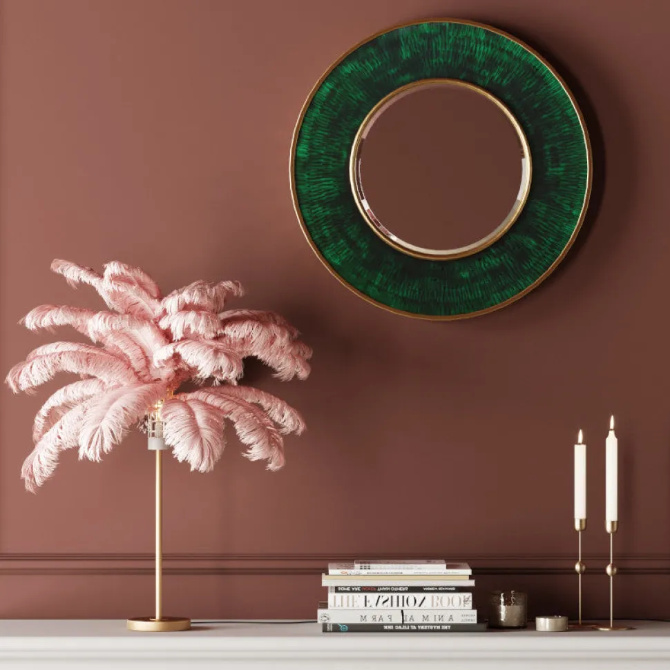 Feather palm bordlampe, pink