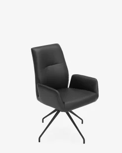 Forano spisebordsstol m/drej & vip | sort læder