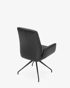 Forano spisebordsstol m/drej & vip | sort læder