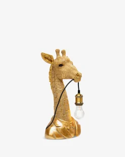 Giraf bordlampe buste, guld
