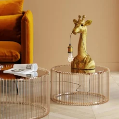 Giraf bordlampe buste, guld