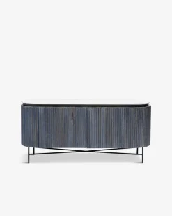 Glenn skænk, sort træ/ hvid marmor top