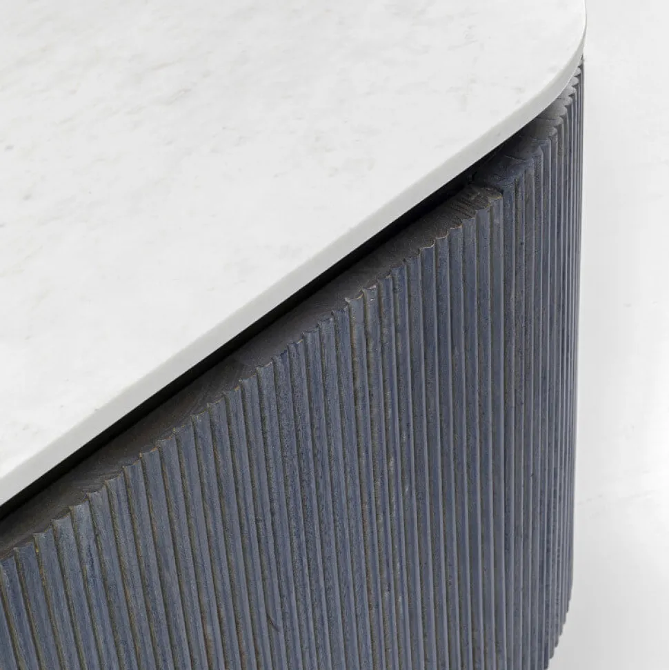 Glenn skænk, sort træ/ hvid marmor top