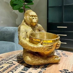 Gorilla m/skål, guld