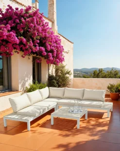 Holiday lounge hjørnesofa m/ sofabord, hvid/sand