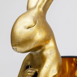 Kanin bordlampe, guld m. sort skærm