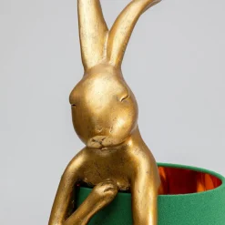 Kanin bordlampe, guld/grøn