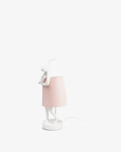 Kanin bordlampe, hvid/rosa
