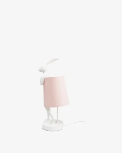 Kanin bordlampe, hvid/rosa