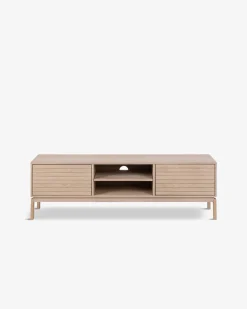 Linley tv-bord, hvidpigmenteret eg