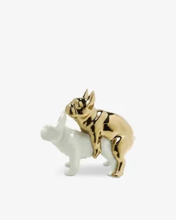 Love dogs figur, hvid/guld