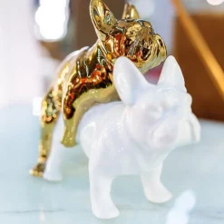 Love dogs figur, hvid/guld