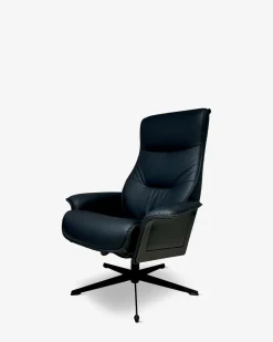 Luxor lænestol m. skammel, sort læder