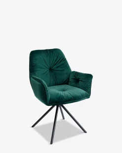 Mila spisebordsstol m. arm, grøn velour
