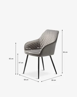 Milton spisebordsstol, grå velour