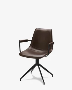 Nava spisebordsstol m/armlæn, mørkebrun