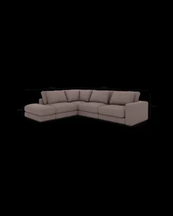 Rio hjørnesofa med pufafslutning venstre og bred arm