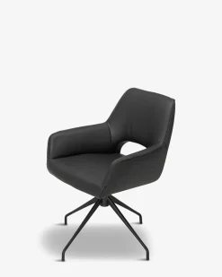 Salento spisebordsstol m/drej, sort læder