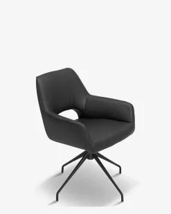 Salento spisebordsstol m/drej, sort læder