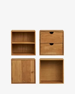 Townsville væghylde m/skuffer, eg