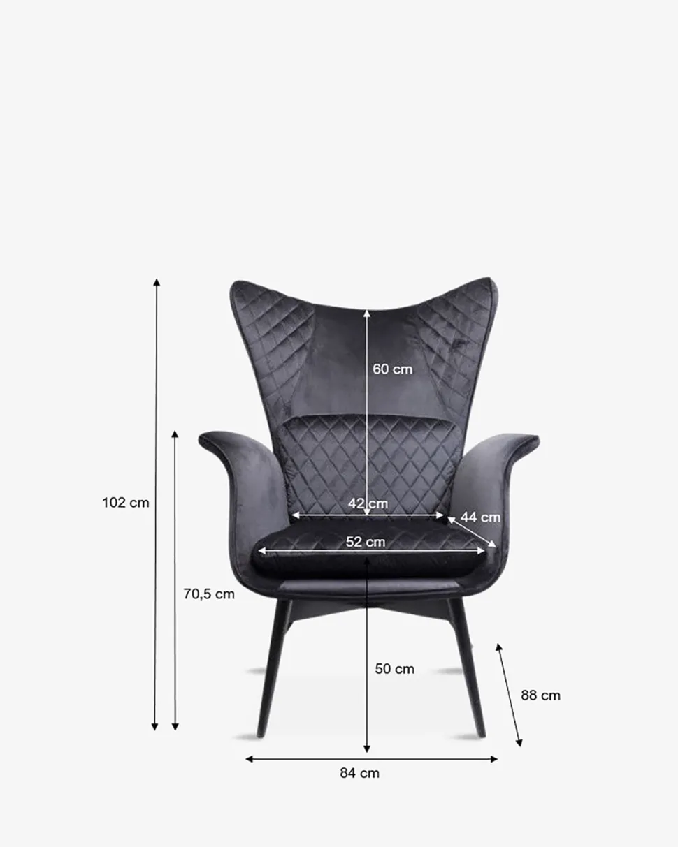 Tudor lænestol, sort velour