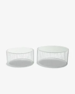Wire sofabordssæt, hvid 2/sæt