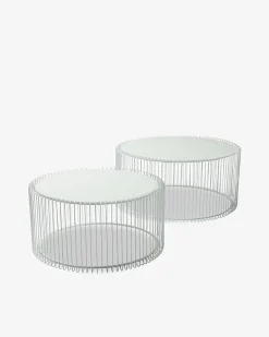 Wire sofabordssæt, hvid 2/sæt